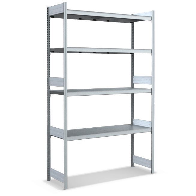 Großfachregale mit Stahlböden - glanzverzinkte Ausführung