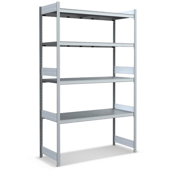Großfachregale mit Stahlböden - glanzverzinkte Ausführung