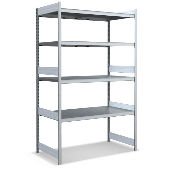 Großfachregale mit Stahlböden - glanzverzinkte Ausführung