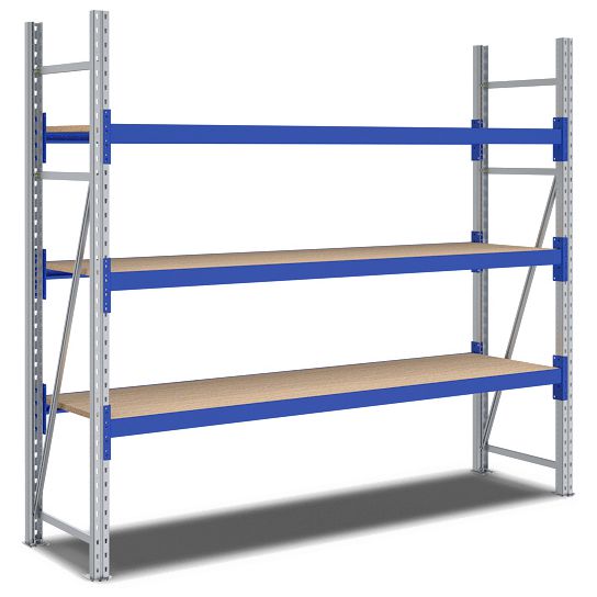 Weitspannregale System Flex - mit Spanplattenböden
