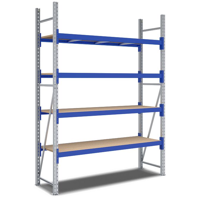 Weitspannregale System Flex - mit Spanplattenböden