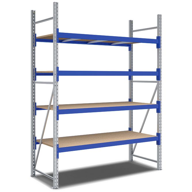 Weitspannregale System Flex - mit Spanplattenböden