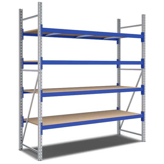 Weitspannregale System Flex - mit Spanplattenböden