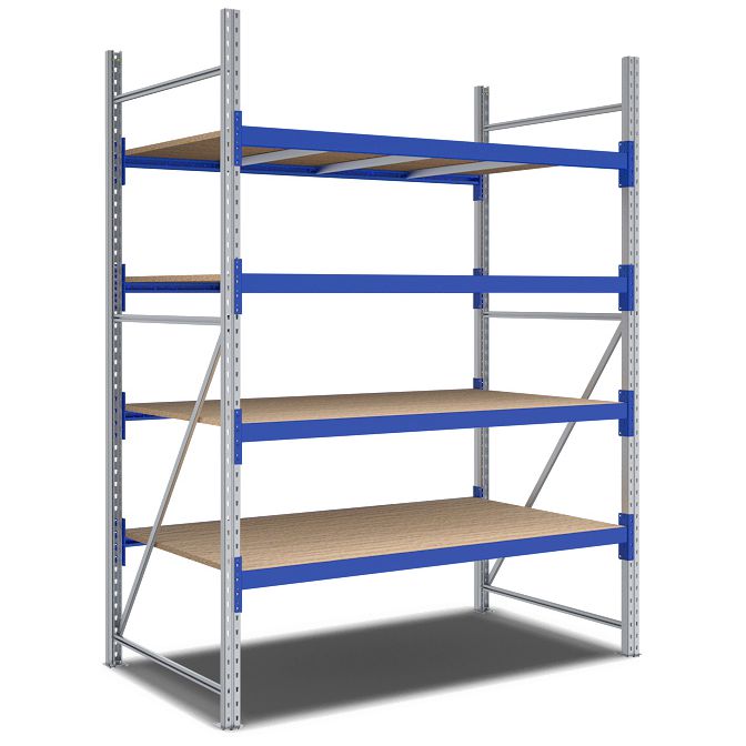 Weitspannregale System Flex - mit Spanplattenböden