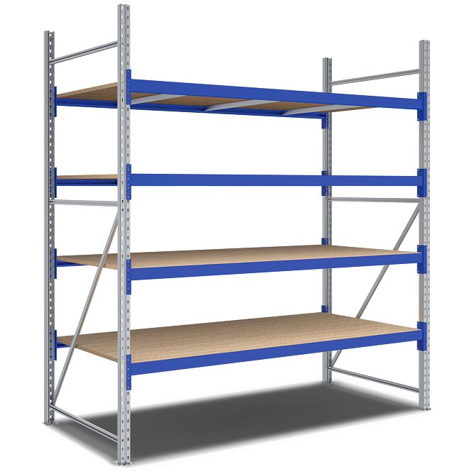 Weitspannregale System Flex - mit Spanplattenböden