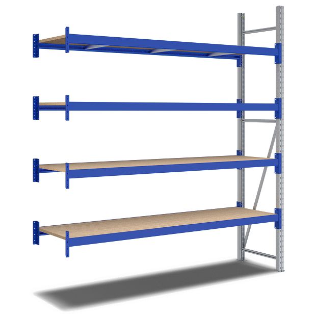 Weitspannregale System Flex - mit Spanplattenböden