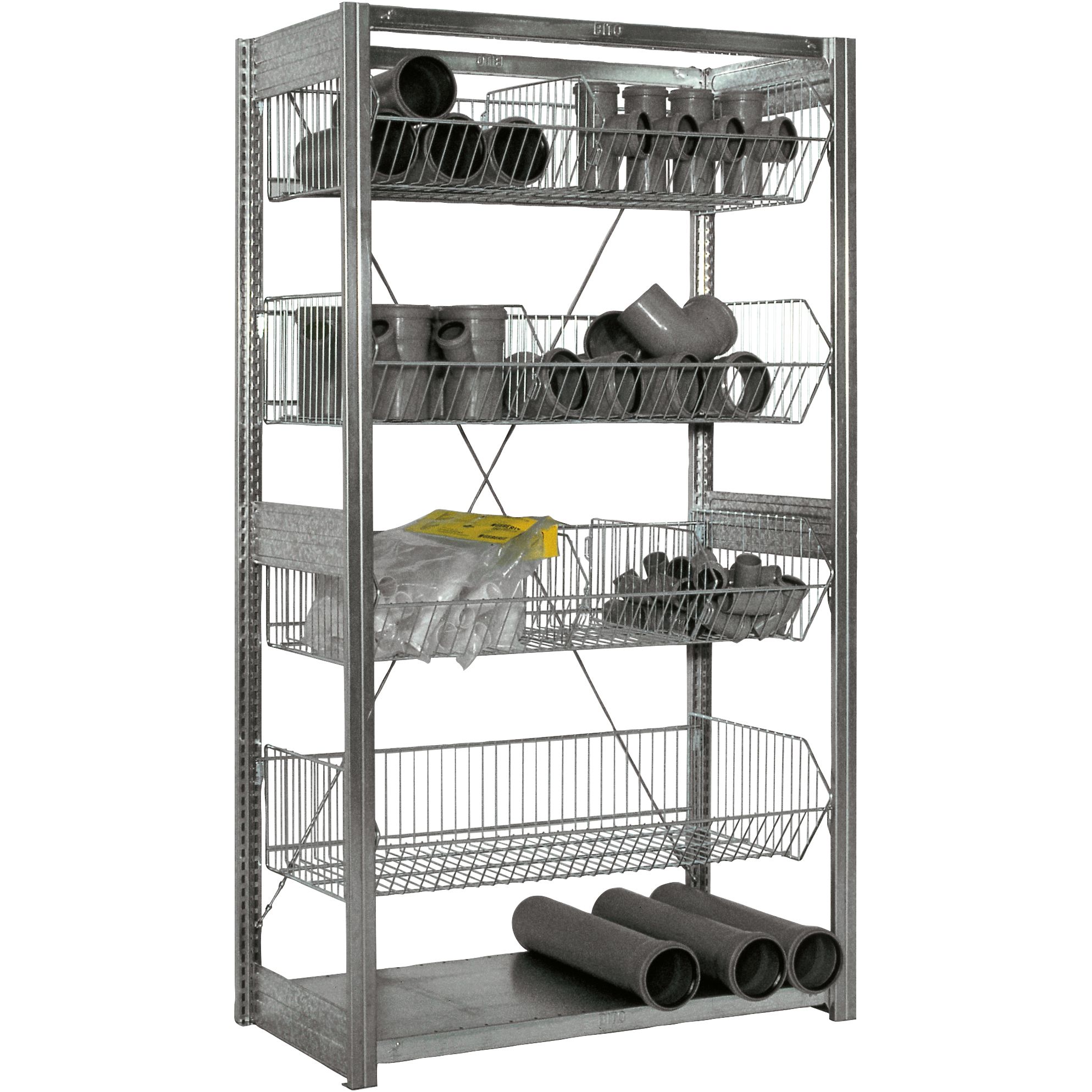 Gitterkorbregale - glanzverzinkte Ausführung