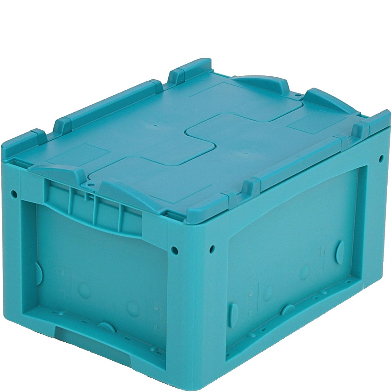 Kleinladungsträger KLT KLTD43220 - mit anscharniertem zweiteiligem Klappdeckel