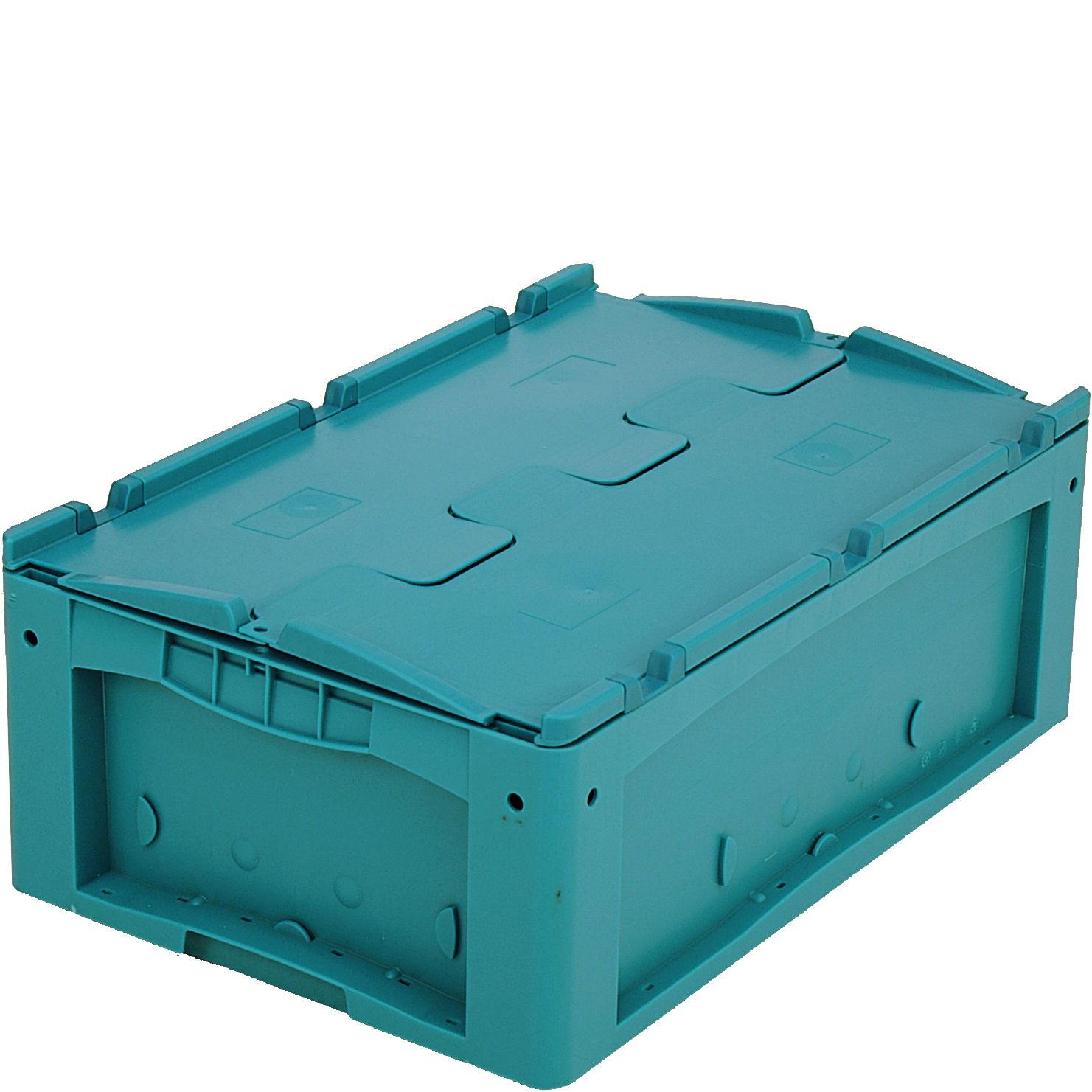 Kleinladungsträger KLT KLTD64220 - mit anscharniertem zweiteiligem Klappdeckel