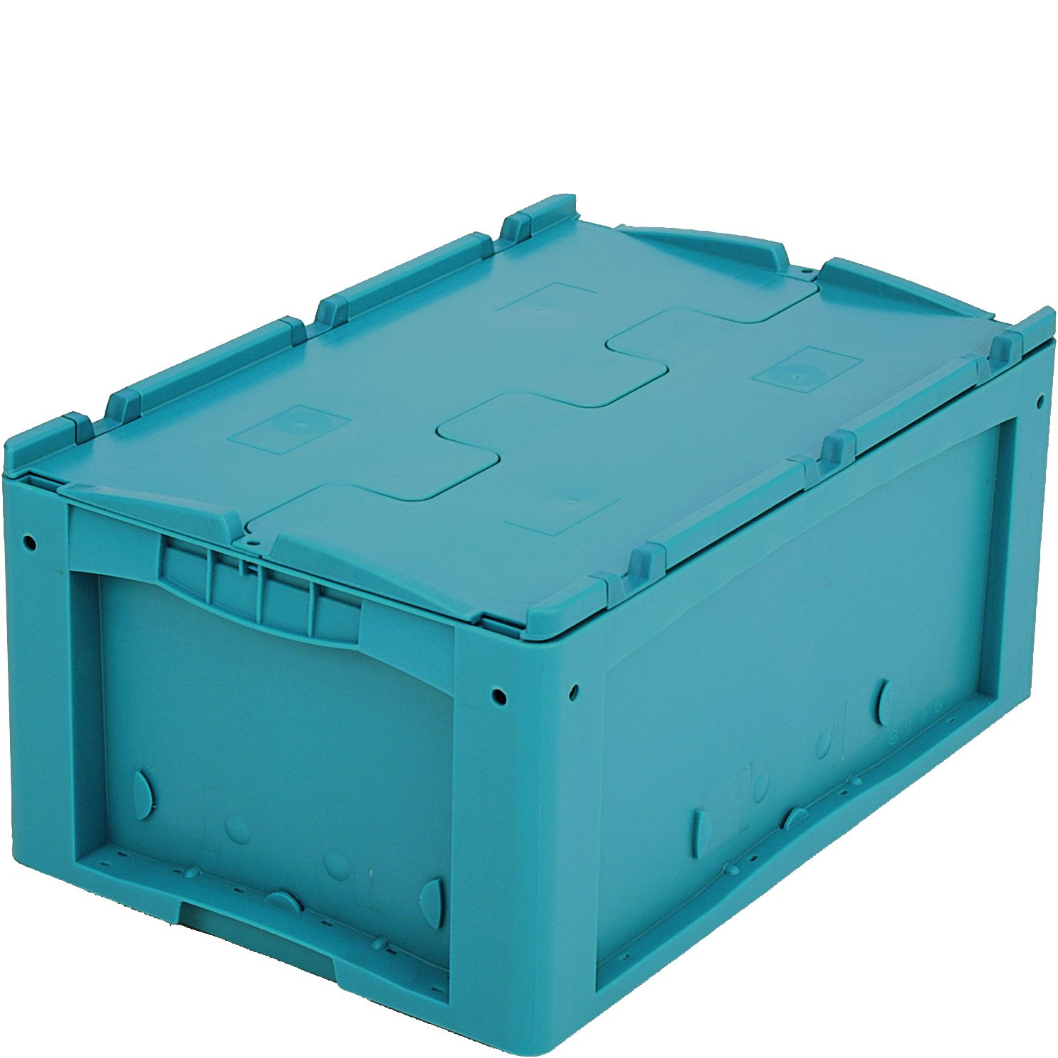 Kleinladungsträger KLT KLTD64270 - mit anscharniertem zweiteiligem Klappdeckel