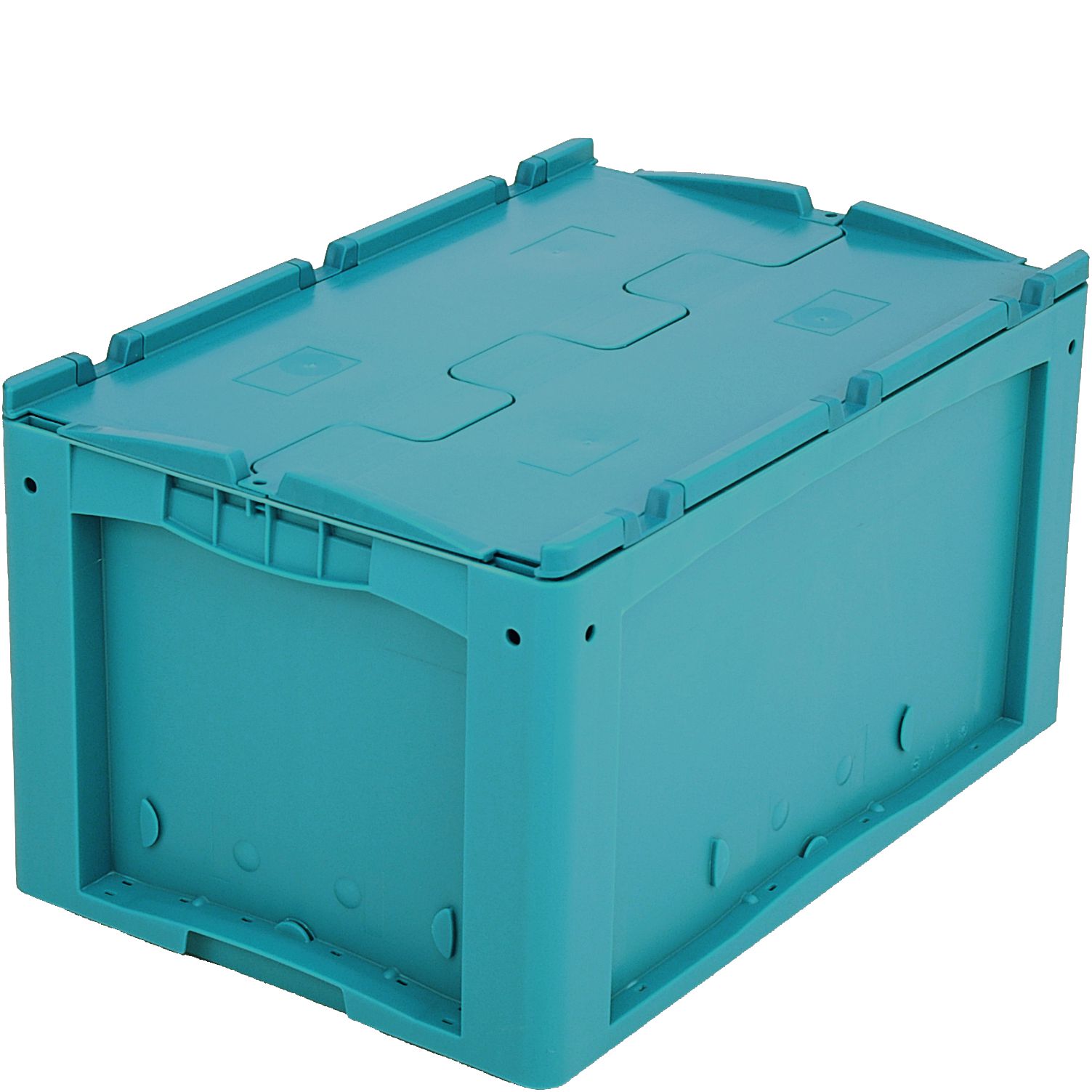 Kleinladungsträger KLT KLTD64320 - mit anscharniertem zweiteiligem Klappdeckel