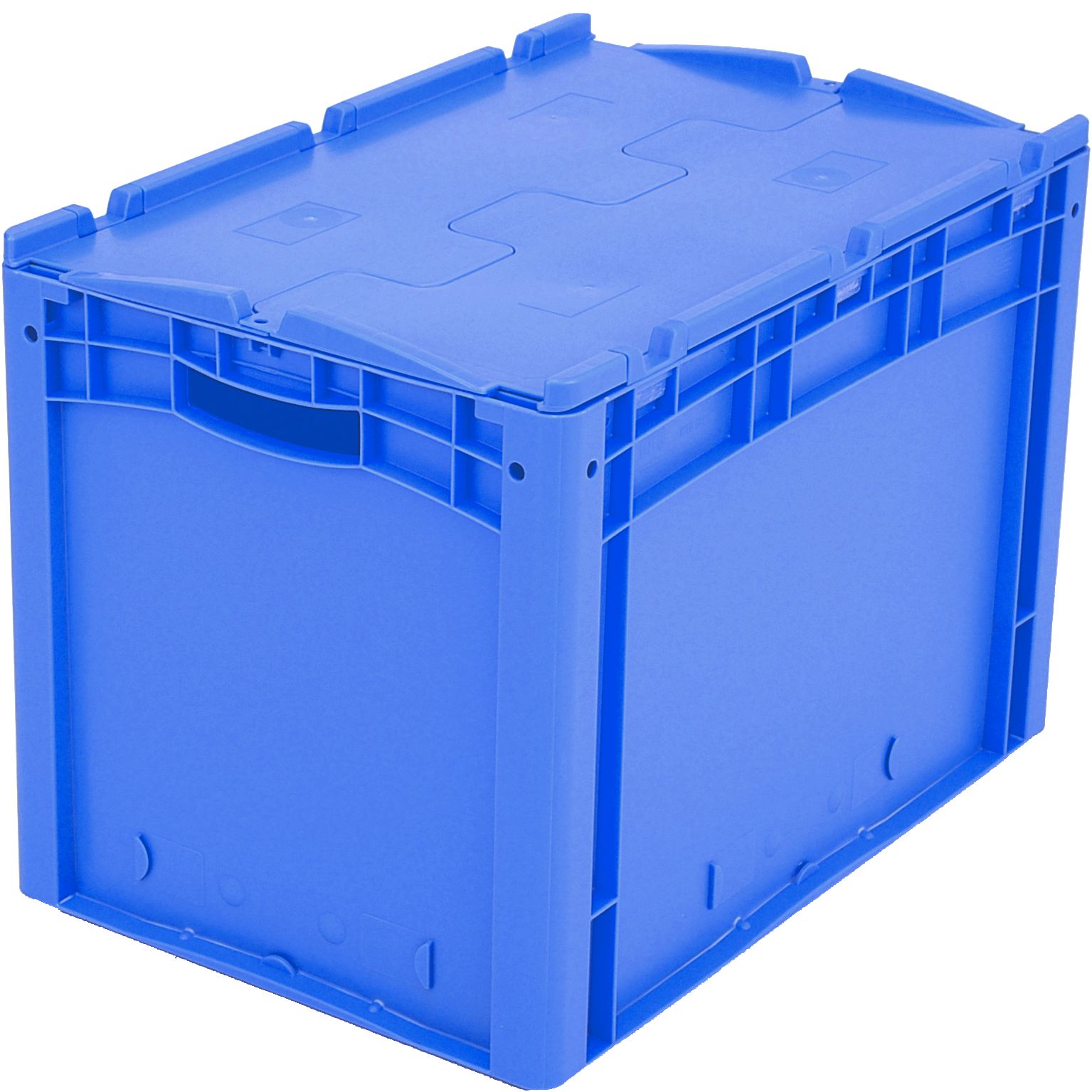 Eurostapelbehälter XL mit Doppelboden XLD64421D - mit anscharniertem zweiteiligem Klappdeckel