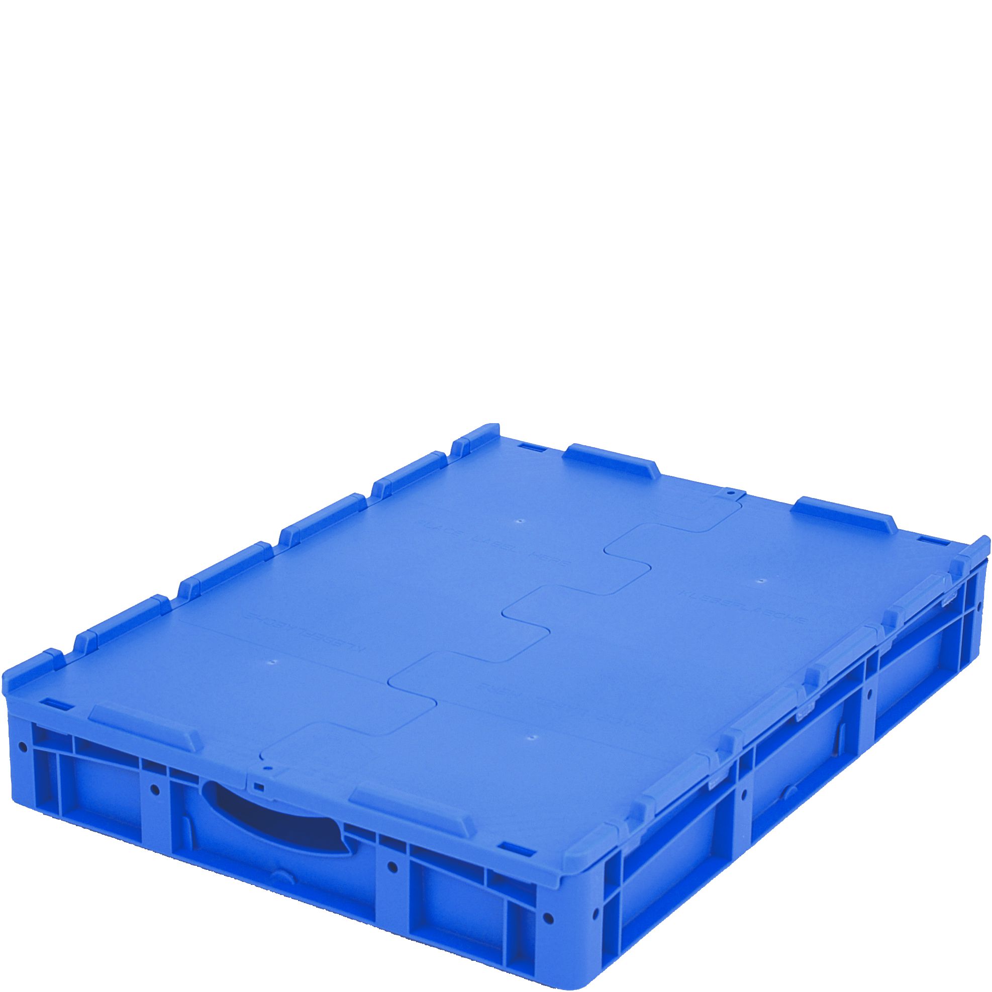 Eurostapelbehälter XL mit Doppelboden XLD86121D - mit anscharniertem zweiteiligem Klappdeckel