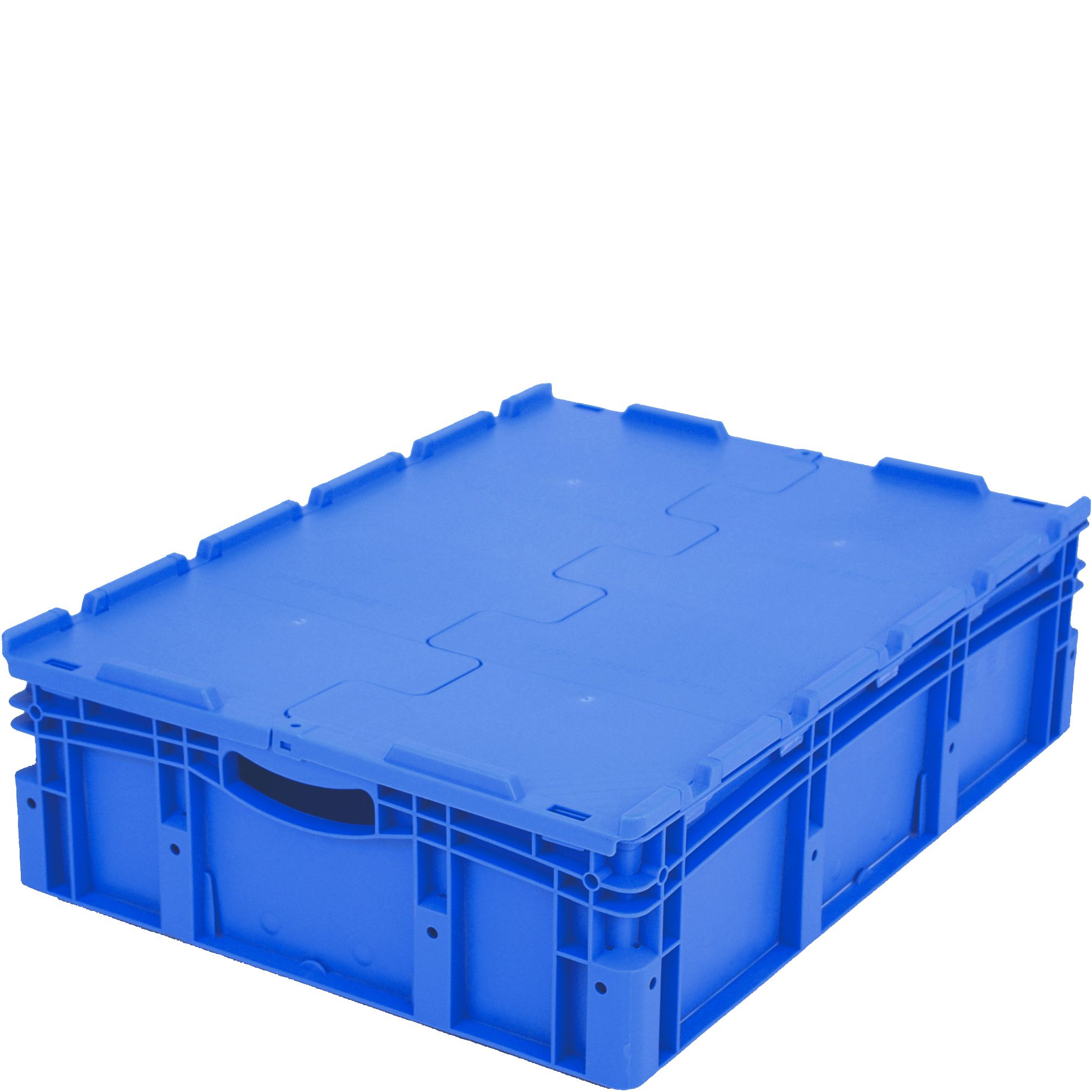 Eurostapelbehälter XL mit Doppelboden XLD86221D - mit anscharniertem zweiteiligem Klappdeckel