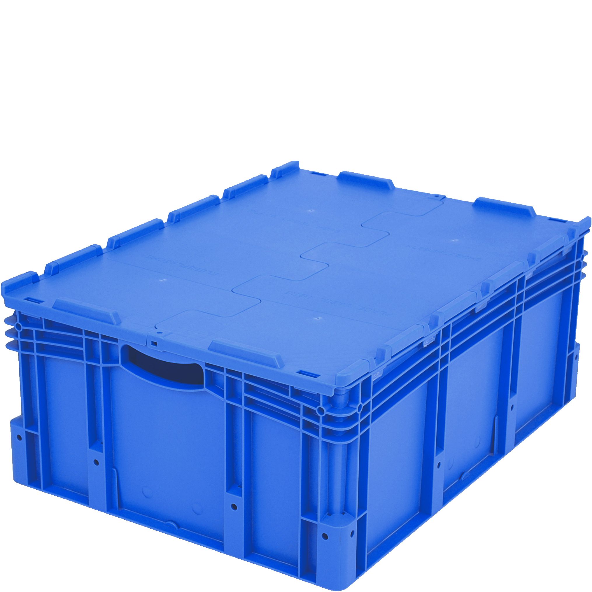 Eurostapelbehälter XL mit Doppelboden XLD86321D - mit anscharniertem zweiteiligem Klappdeckel