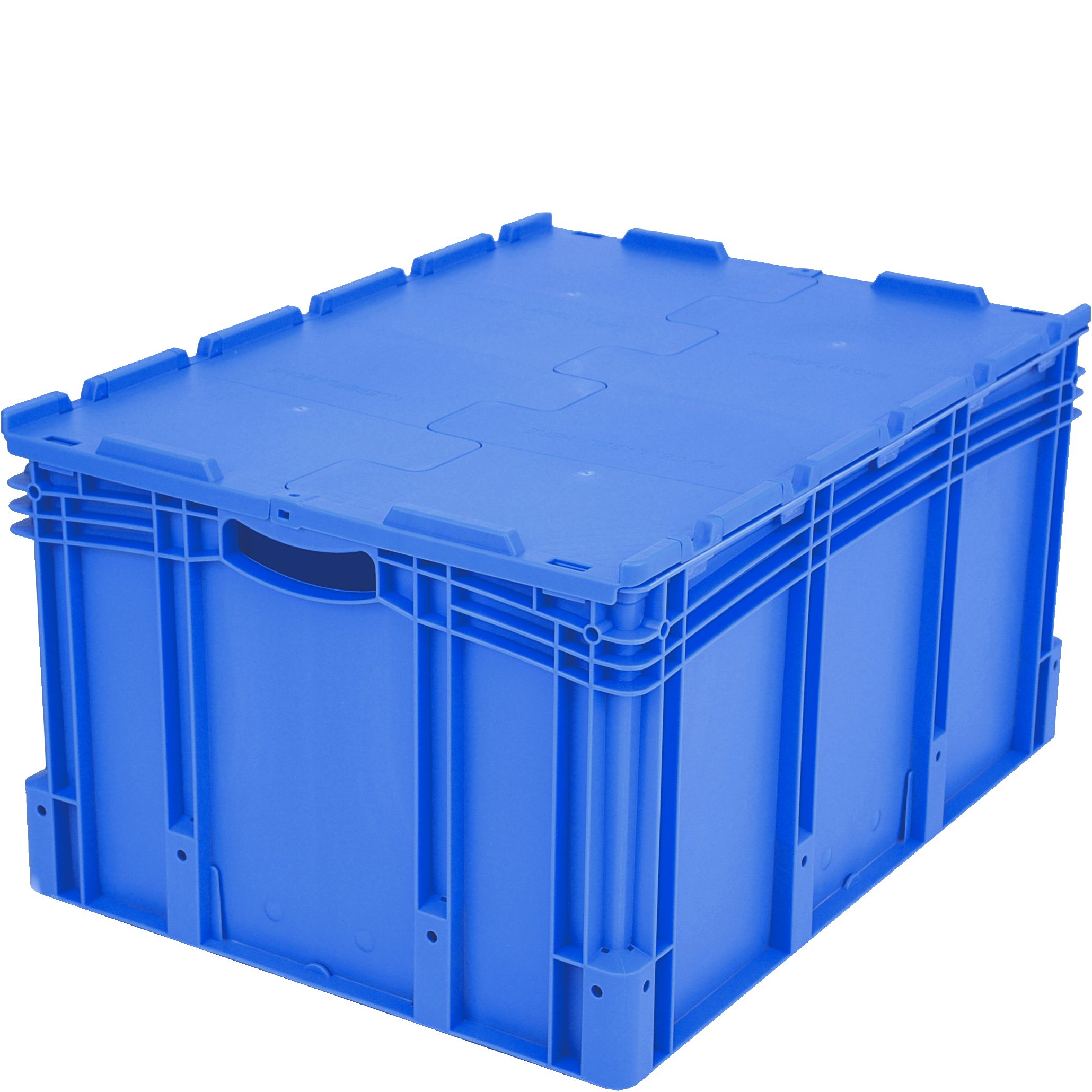 Eurostapelbehälter XL mit Doppelboden XLD86421D - mit anscharniertem zweiteiligem Klappdeckel