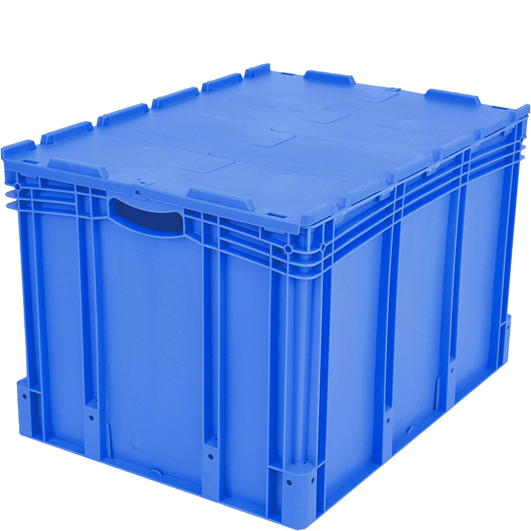 Eurostapelbehälter XL mit Doppelboden XLD86521D - mit anscharniertem zweiteiligem Klappdeckel