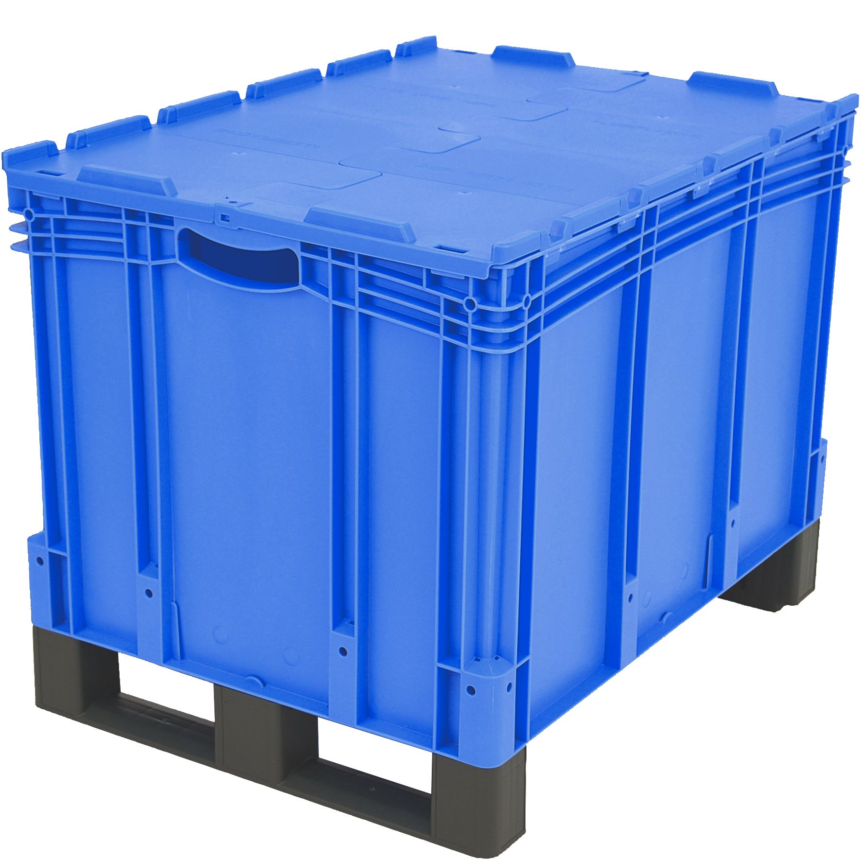 Eurostapelbehälter XL XLD86521DKUFE - mit geschlossenen Wänden, anscharniertem zweiteiligem Klappdeckel und Kufen