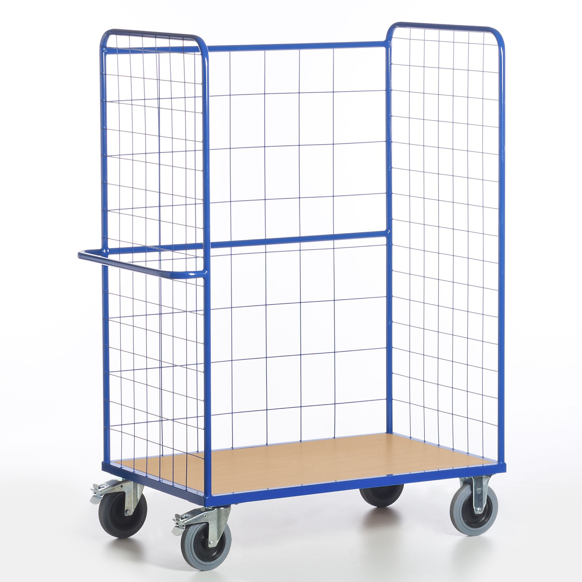 VARIOfit Etagenwagen Hoch – 250 Kg Traglast, 1000x700 Mm, RAL 5010 Enzianblau, 3 Böden, 160 Mm Rollen